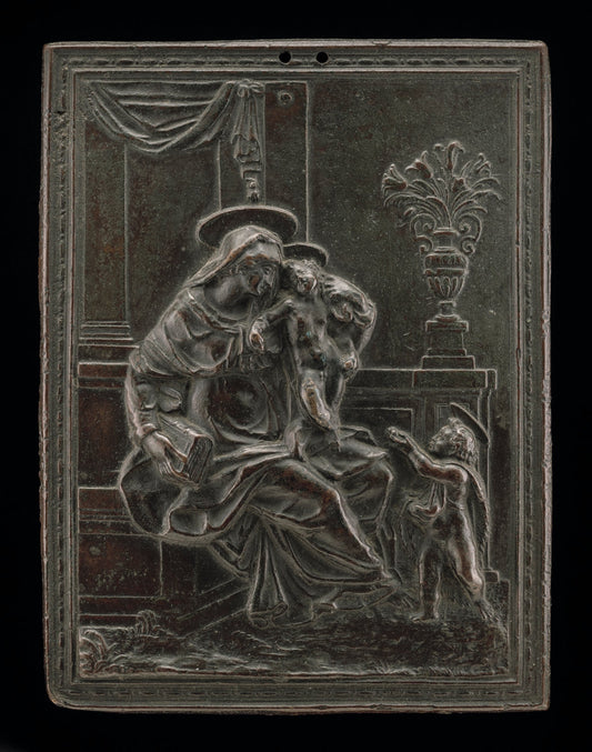 probably c. 1600 by Possibly Master F.D., in the Style of Jacopo Sansovino (Madonna and Child with Saint John the Baptist), 16X12"(A3)Poster Print