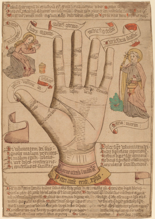 1466 by Netherlandish 15th Century (The Hand as the Mirror of Salvation), 16X12"(A3)Poster Print