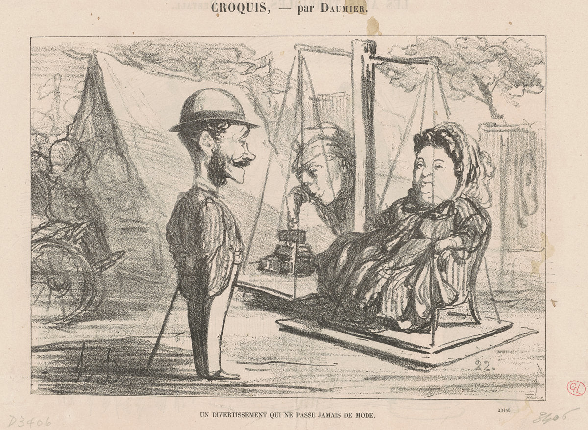 Un divertissement qui ... de mode by Honoré Daumier (French, 1808 - 1879), 16X12"(A3)Poster Print