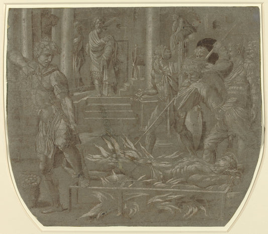 16th century by Italian 16th Century (The Martyrdom of Saint Lawrence), 16X12"(A3)Poster Print