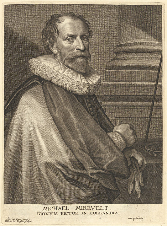 Michel Miereveld by Willem Jacobsz Delff after Sir Anthony van Dyck (Dutch, 1580 - 1638), 16X12"(A3)Poster Print