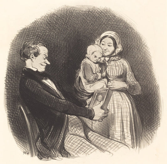 Papa contemplant l'image de son image by Honoré Daumier (French, 1808 - 1879), 16X12"(A3)Poster Print