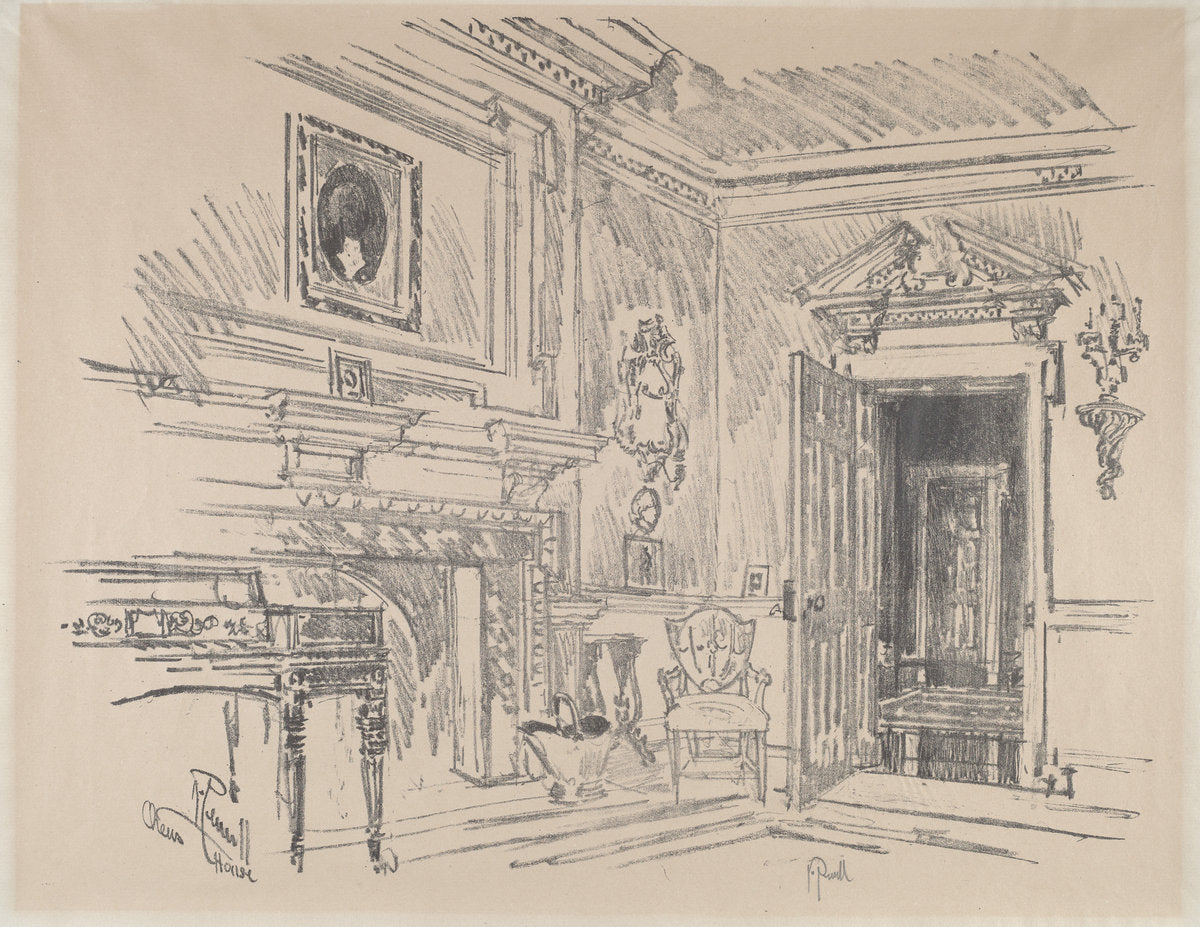 Drawing Room at Cliveden by Joseph Pennell (American, 1857 - 1926), 16X12"(A3)Poster Print