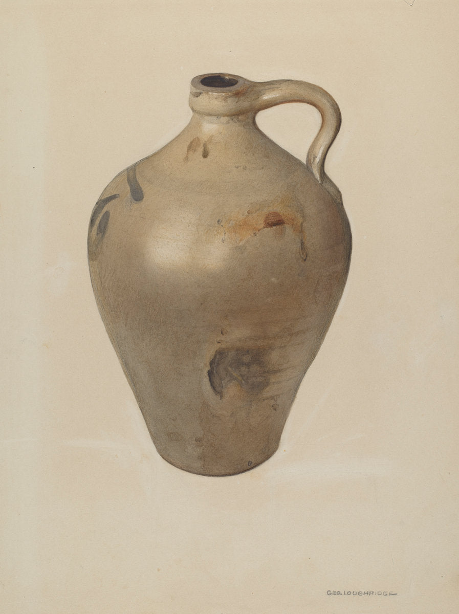 Tan Stoneware Jug by George Loughridge (American, active c. 1935), 16X12"(A3)Poster Print