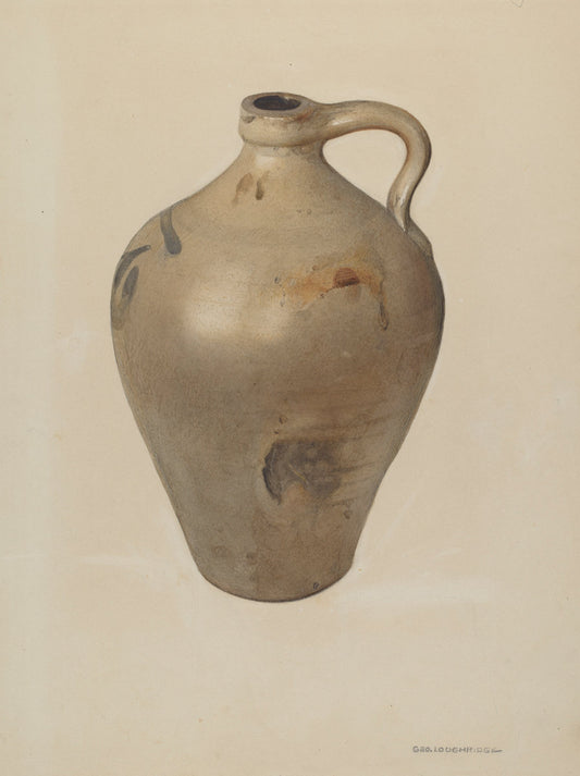 Tan Stoneware Jug by George Loughridge (American, active c. 1935), 16X12"(A3)Poster Print