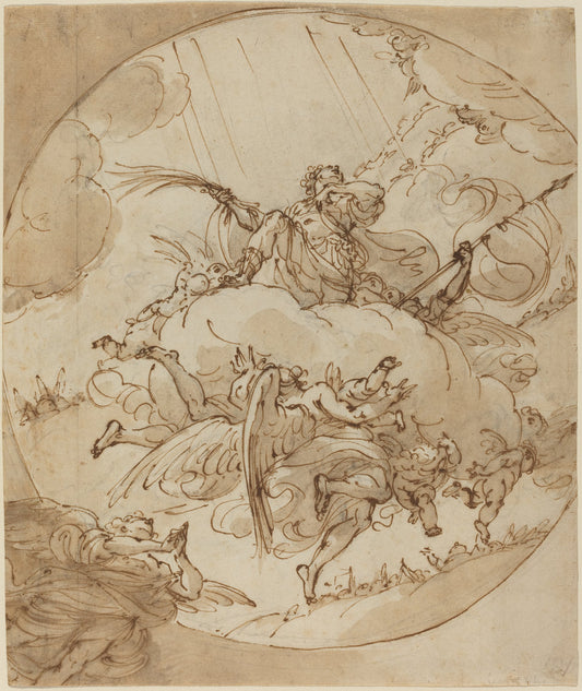 The Apotheosis of San Vitale by Ubaldo Gandolfi (Bolognese, 1728 - 1781), 16X12"(A3)Poster Print