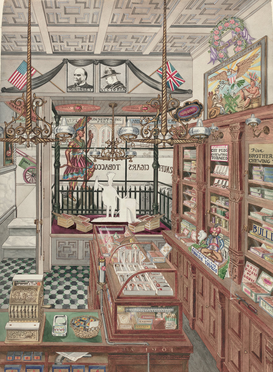 Cigar Store, 1901 by Perkins Harnly (American, 1901 - 1986), 16X12"(A3)Poster Print