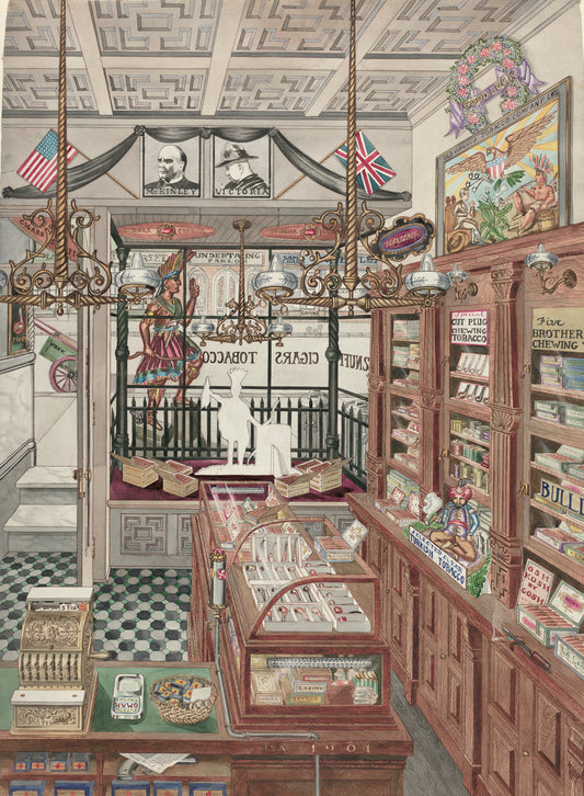 Cigar Store, 1901 by Perkins Harnly (American, 1901 - 1986), 16X12"(A3)Poster Print