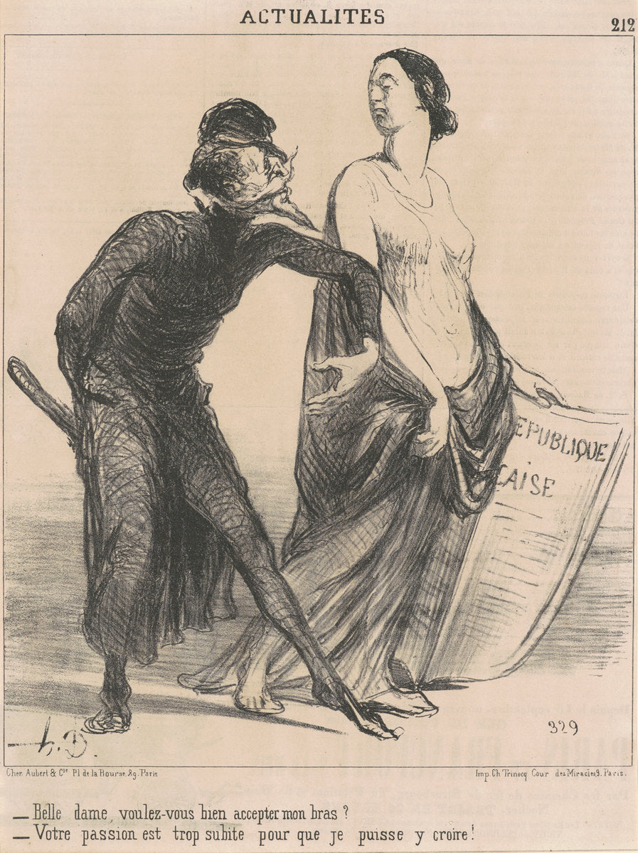 Belle dame voulez-vous ... accepter mon bras? by Honoré Daumier (French, 1808 - 1879), 16X12"(A3)Poster Print