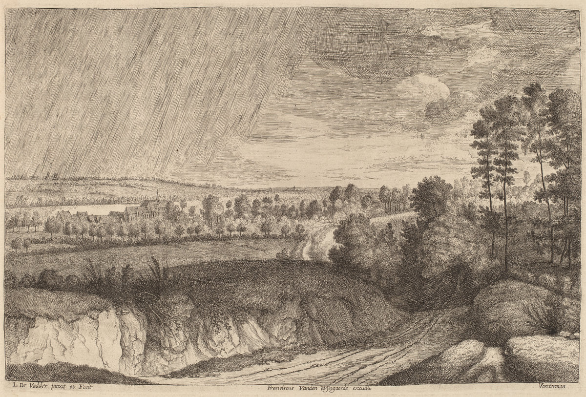 Rainy Landscape by Lodewijk de Vadder (Flemish, 1605 - 1655), 16X12"(A3)Poster Print