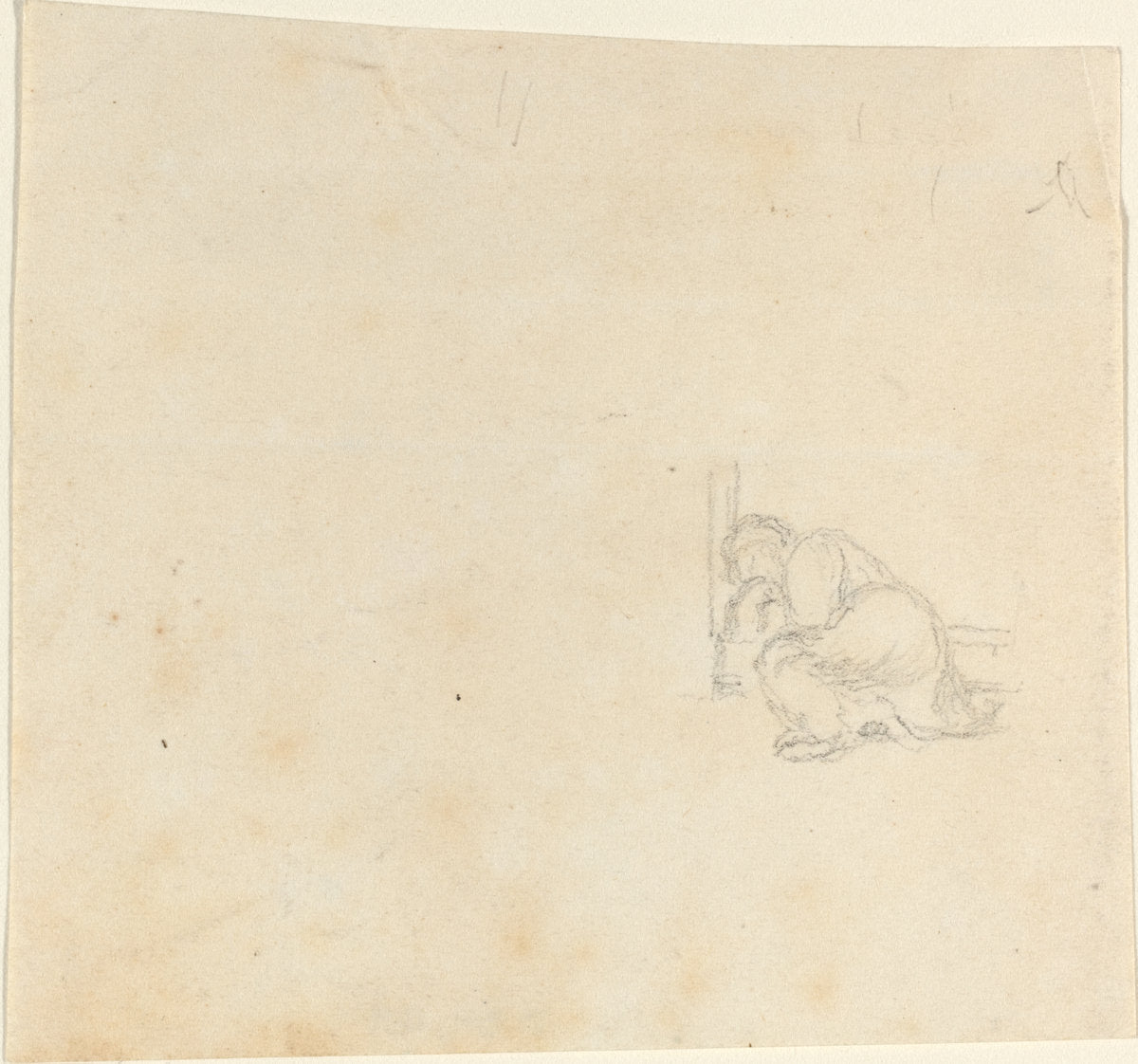 Figure Sleeping in a Doorway by John Flaxman (British, 1755 - 1826), 16X12"(A3)Poster Print