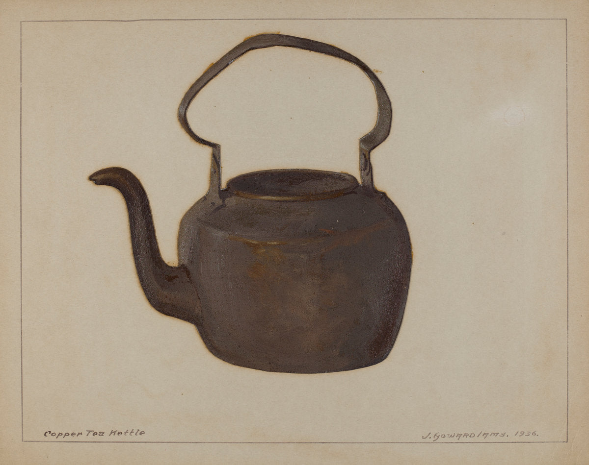 Copper Tea Kettle by J. Howard Iams (American, active c. 1935), 16X12"(A3)Poster Print
