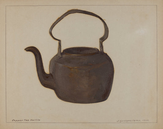 Copper Tea Kettle by J. Howard Iams (American, active c. 1935), 16X12"(A3)Poster Print