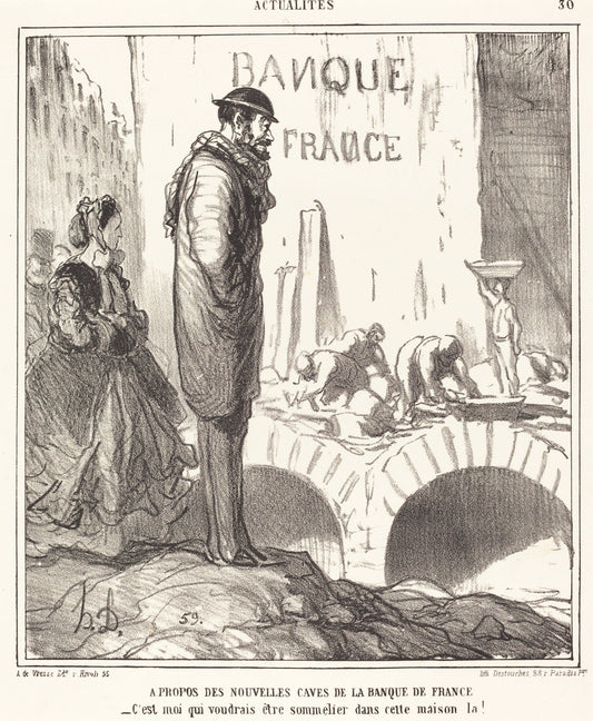 A propos des... caves de la Banque de France by Honoré Daumier (French, 1808 - 1879), 16X12"(A3)Poster Print
