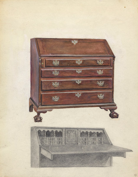 American Desk by Aaron Dermansky (American, active c. 1935), 16X12"(A3)Poster Print