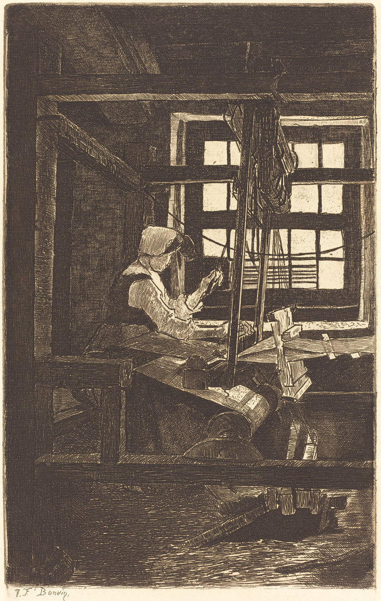 Weaver (La Tisserande) by François Bonvin (French, 1817 - 1887), 16X12"(A3)Poster Print