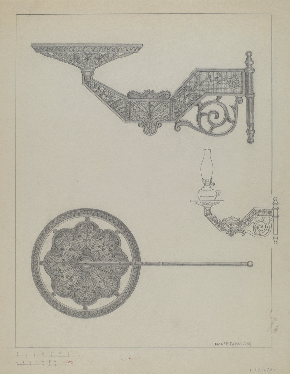 Lamp Bracket by Marie Famularo (American, 1901 - 1975), 16X12"(A3)Poster Print