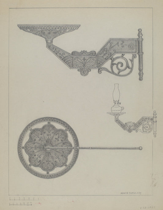 Lamp Bracket by Marie Famularo (American, 1901 - 1975), 16X12"(A3)Poster Print