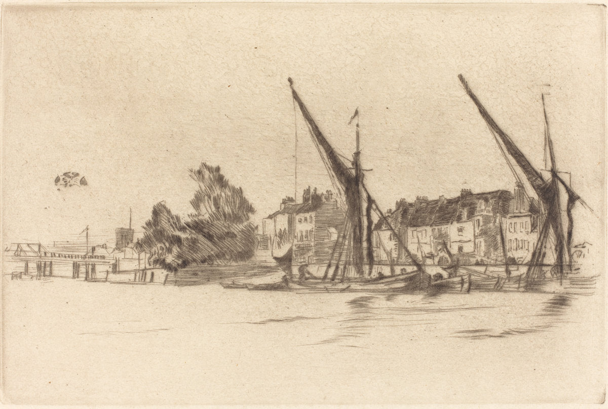 Lindsey Houses by James McNeill Whistler (American, 1834 - 1903), 16X12"(A3)Poster Print