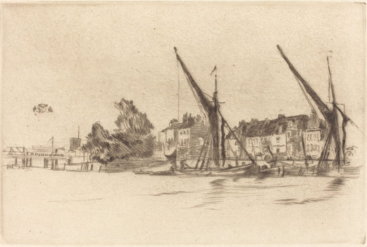 Lindsey Houses by James McNeill Whistler (American, 1834 - 1903), 16X12"(A3)Poster Print