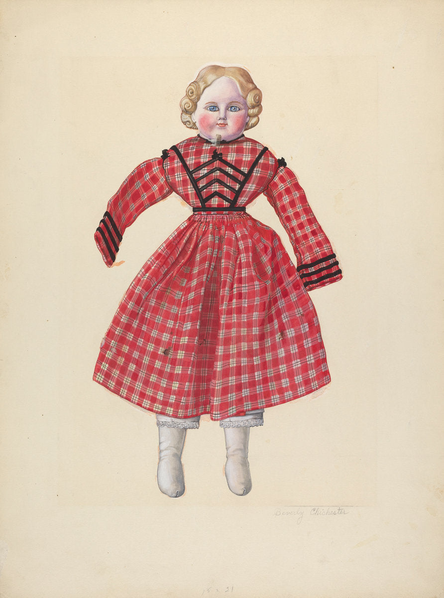 Doll with Bisque Head by Beverly Chichester (American, active c. 1935), 16X12"(A3)Poster Print