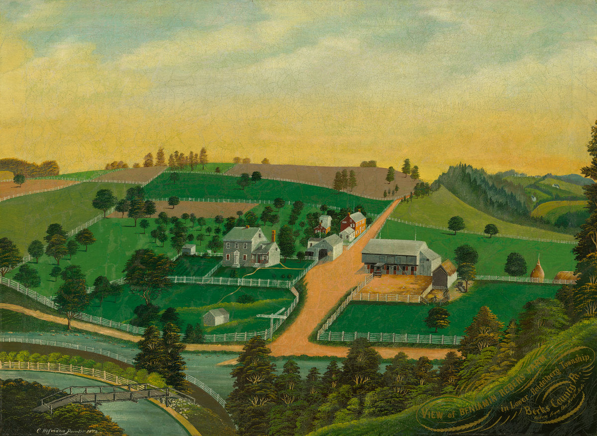 View of Benjamin Reber's Farm by Charles C. Hofmann (American, c. 1820 - 1882), 16X12"(A3)Poster Print