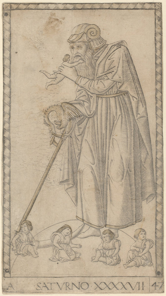Saturno (Saturn) by Master of the E-Series Tarocchi (Italian, active c. 1465), 16X12"(A3)Poster Print