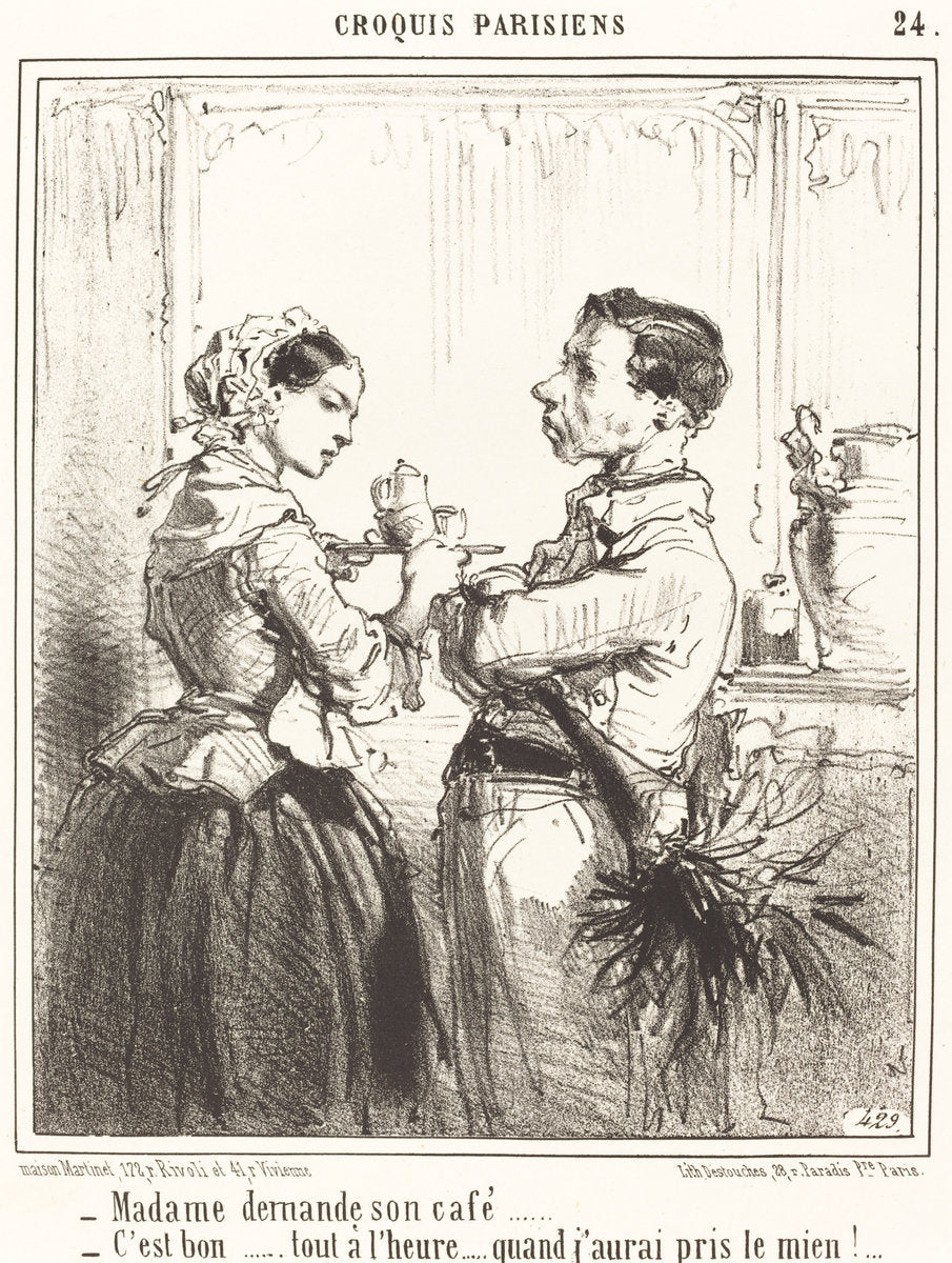 Madame demande son café by Edouard de Beaumont (French, 1821 - 1888), 16X12"(A3)Poster Print
