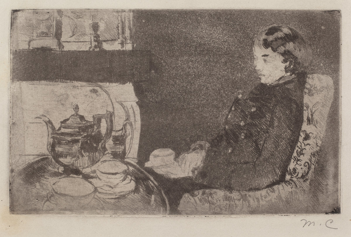 Lydia at Afternoon Tea by Mary Cassatt (American, 1844 - 1926), 16X12"(A3)Poster Print