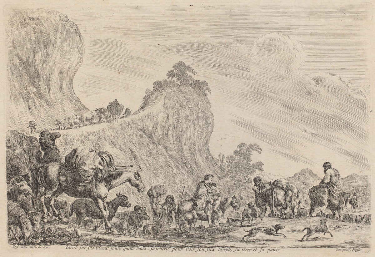 The Departure of Jacob to Egypt by Stefano Della Bella (Italian, 1610 - 1664), 16X12"(A3)Poster Print