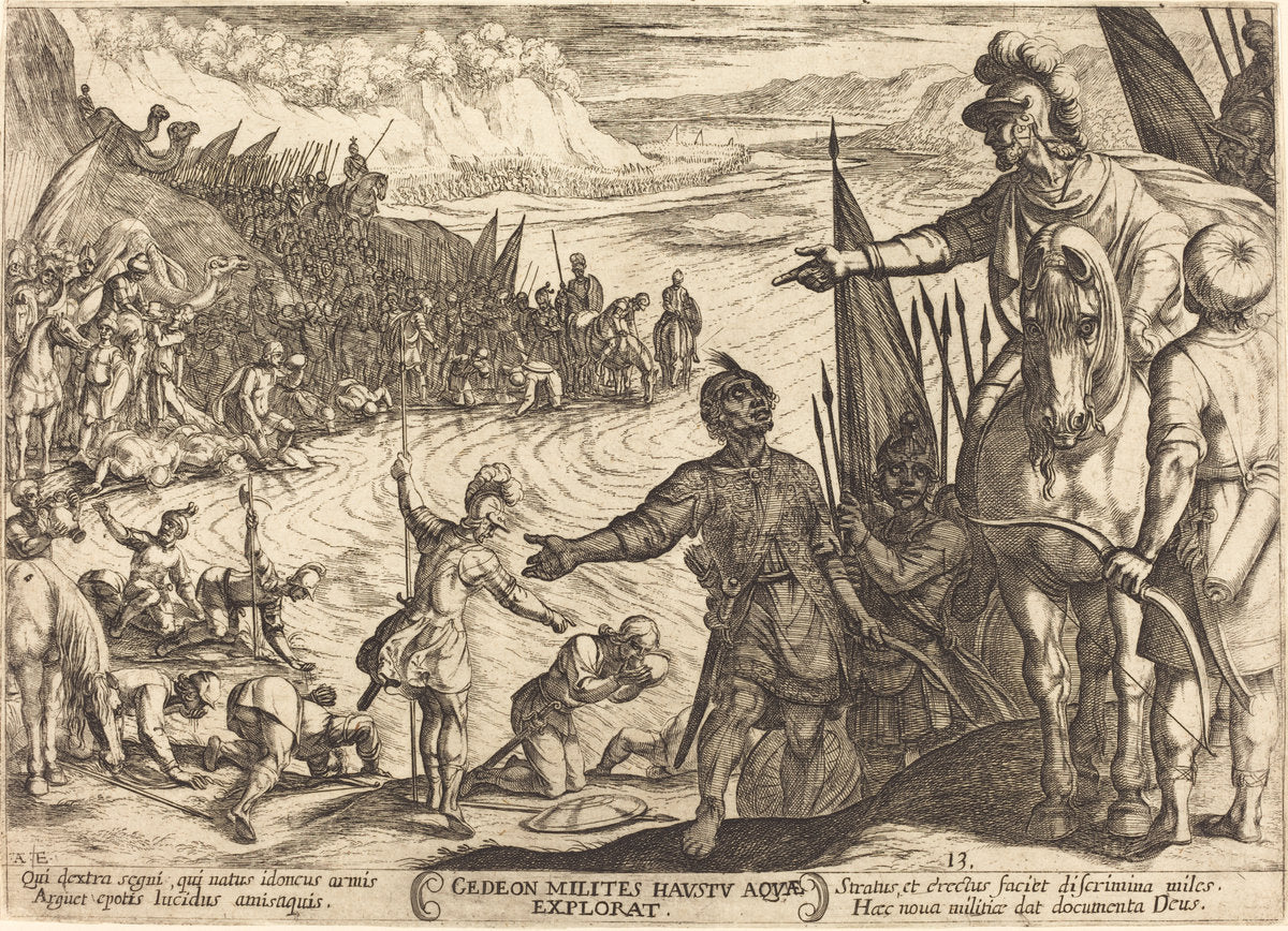 Gideon Chooses His Soldiers by Antonio Tempesta (Florentine, 1555 - 1630), 16X12"(A3)Poster Print