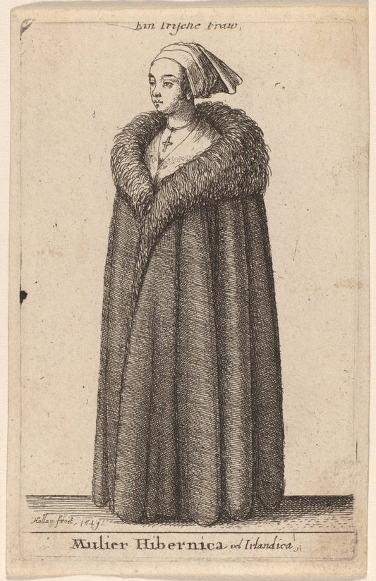 Mulier Hibernica vel Irlandica by Wenceslaus Hollar (Bohemian, 1607 - 1677), 16X12"(A3)Poster Print