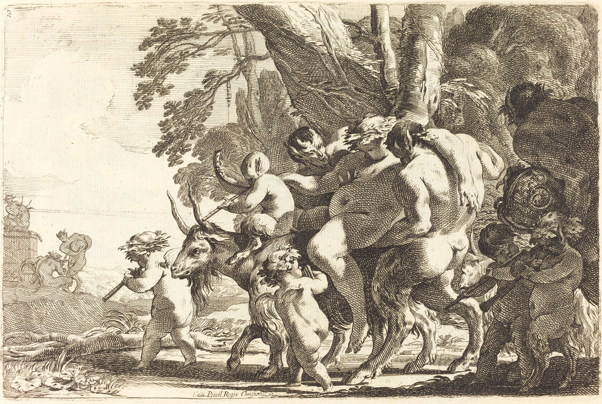 Drunken Silenus by Michel Dorigny (French, 1617 - 1665), 16X12"(A3)Poster Print