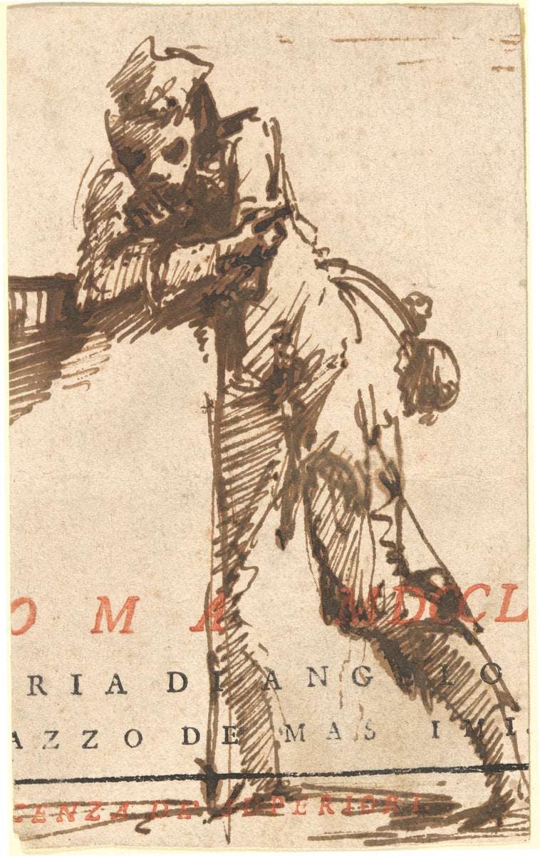 A Man Leaning on a Structure by Giovanni Battista Piranesi (Venetian, 1720 - 1778), 16X12"(A3)Poster Print