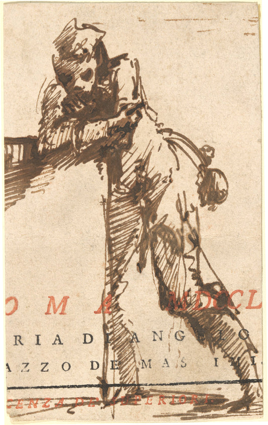 A Man Leaning on a Structure by Giovanni Battista Piranesi (Venetian, 1720 - 1778), 16X12"(A3)Poster Print