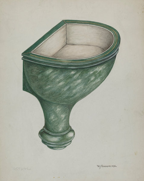 Holy Water Font, Santa Barbara by W.J. Goodacre (American, active c. 1935), 16X12"(A3)Poster Print