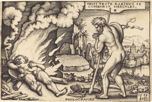 Death of Hercules by Sebald Beham (German, 1500 - 1550), 16X12"(A3)Poster Print