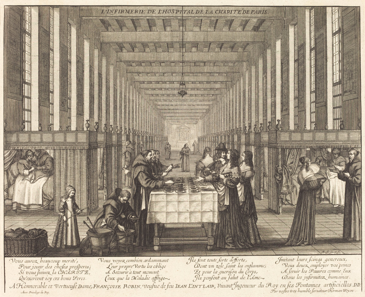 L'Infirmerie de l'hospital de la Charite de Paris by Abraham Bosse (French, 1602 - 1676), 16X12"(A3)Poster Print