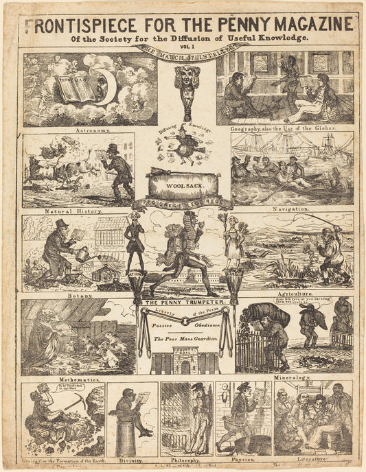 19th century by British 19th Century (Frontispiece for the Penny Magazine of the Society for the Diffusion of Knowledge: Vo), 16X12"(A3)Poster Print