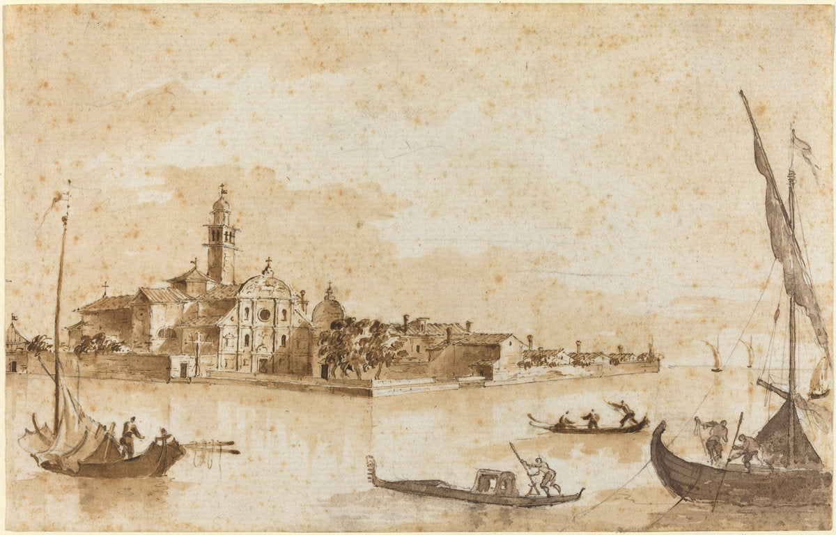 The Island of San Clemente by Francesco Guardi and Giacomo Guardi (Venetian, 1712 - 1793), 16X12"(A3)Poster Print