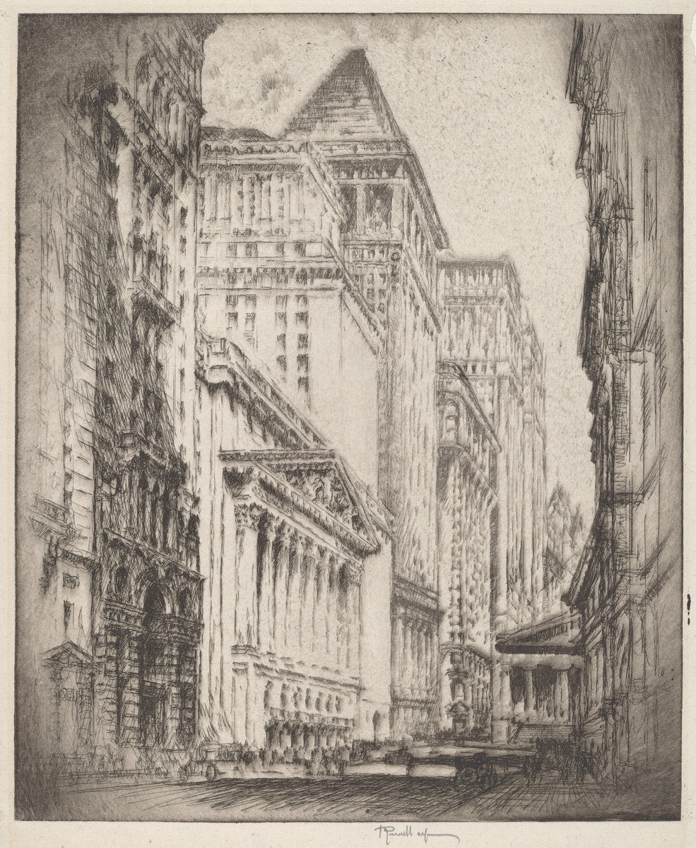 New York Stock Exchange by Joseph Pennell (American, 1857 - 1926), 16X12"(A3)Poster Print