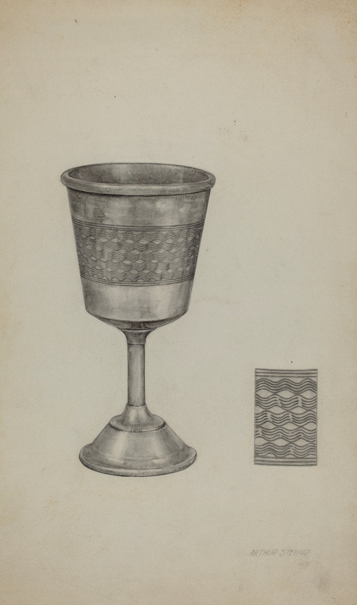 Pewter Chalice by Arthur Stewart (American, active c. 1935), 16X12"(A3)Poster Print