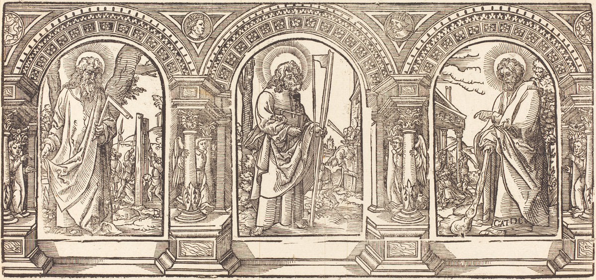 woodcut by German 16th Century after Martin Schongauer (Christ and His Disciples IV), 16X12"(A3)Poster Print