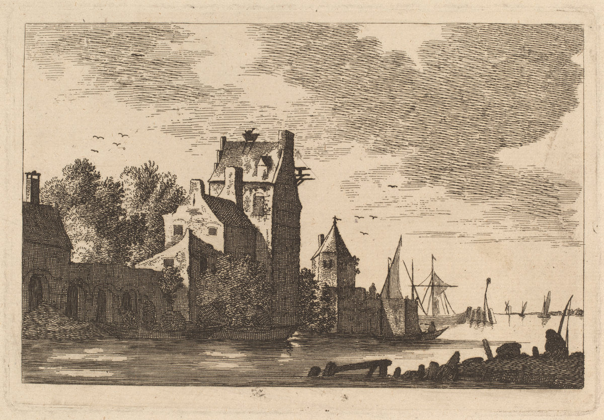 Houses on an Inlet by Attributed to Franz Edmund Weirotter (Austrian, 1730 - 1771), 16X12"(A3)Poster Print