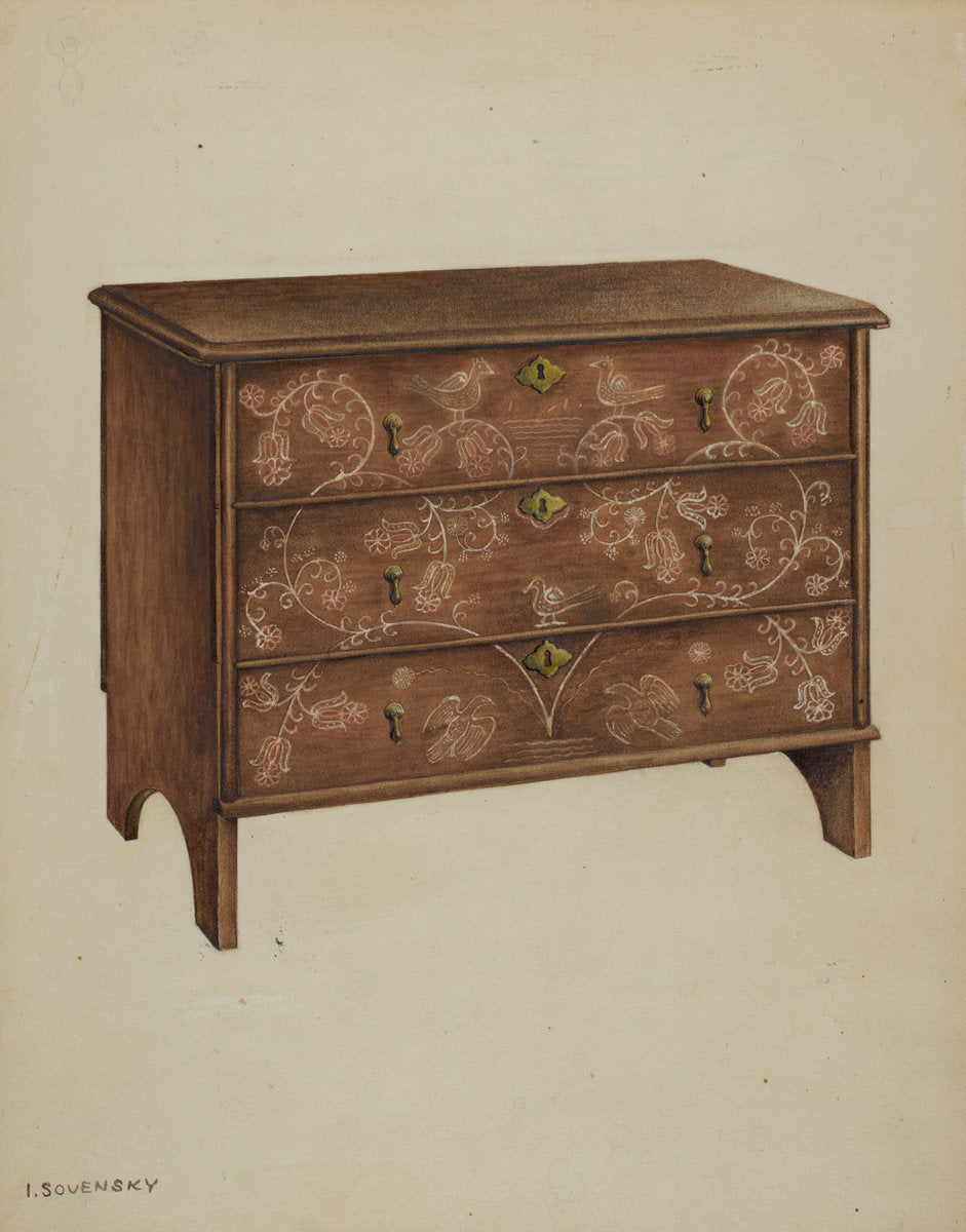 Chest with Drawers by Isidore Sovensky (American, active c. 1935), 16X12"(A3)Poster Print