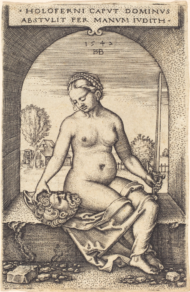 Judith Sitting in a Window by Sebald Beham (German, 1500 - 1550), 16X12"(A3)Poster Print