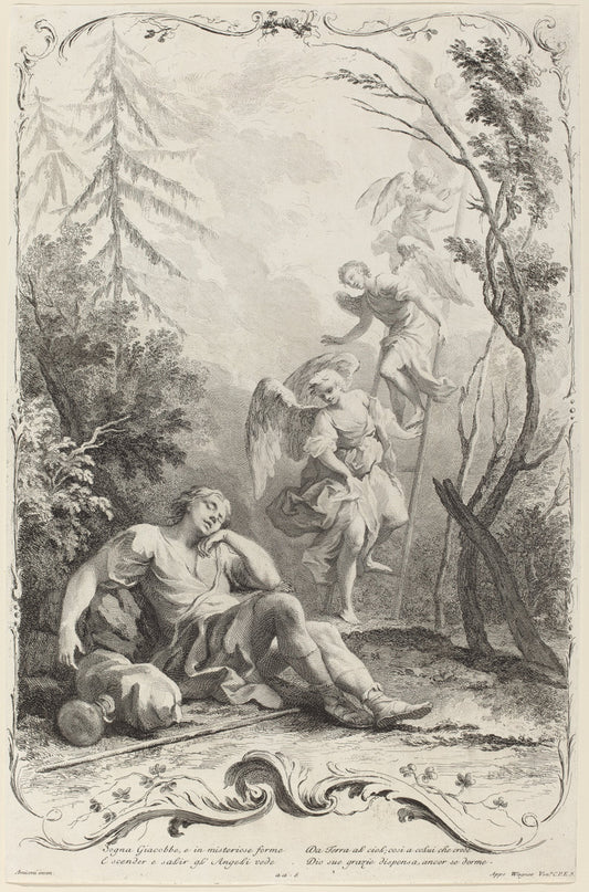 Jacob's Ladder by Joseph Wagner (publisher) after Jacopo Amigoni (German, 1706 - 1780), 16X12"(A3)Poster Print