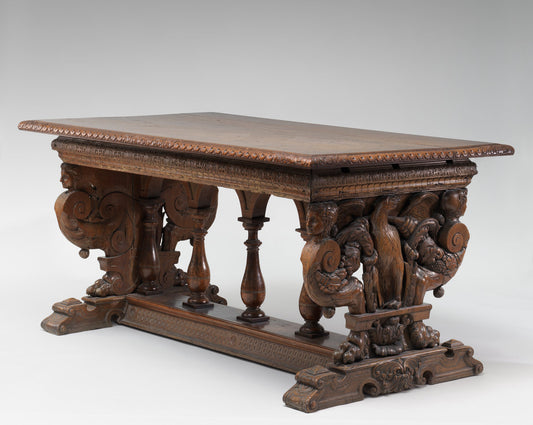 c. 1540/1560 by Florentine 16th Century (Walnut Table with Eagles on the Supports), 16X12"(A3)Poster Print