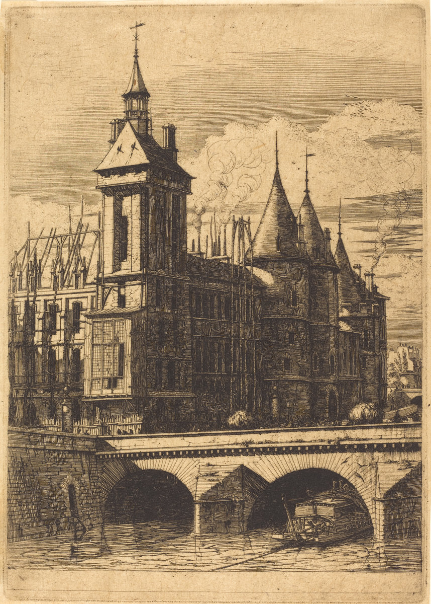 La Tour de l'Horloge, Paris (The Clock Tower, Paris) by Charles Meryon (French, 1821 - 1868), 16X12"(A3)Poster Print