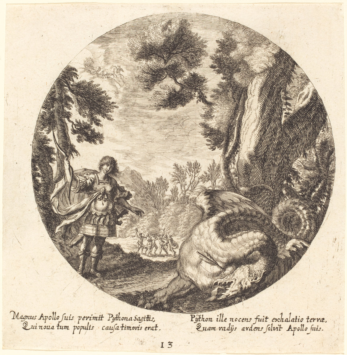 Apollo Killing the Python by Georg Andreas Wolfgang, the Elder (German, 1631 - 1716), 16X12"(A3)Poster Print